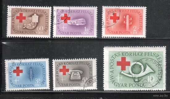 Венгрия-1957, (Мих.1490-1495),   гаш., Красный Крест (полная серия)