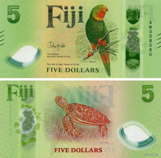 Фиджи 5 долларов образца 2025 года UNC pw125 серия АВ