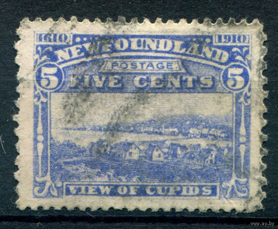 Британские колонии - Ньюфаундленд - 1910г. - вид, 300 лет первой британской колонии - Ньюфаундленд, перфорация 14:12, 5 с - 1 марка - гашёная [Mi 72]. #3-WB-92-A-1