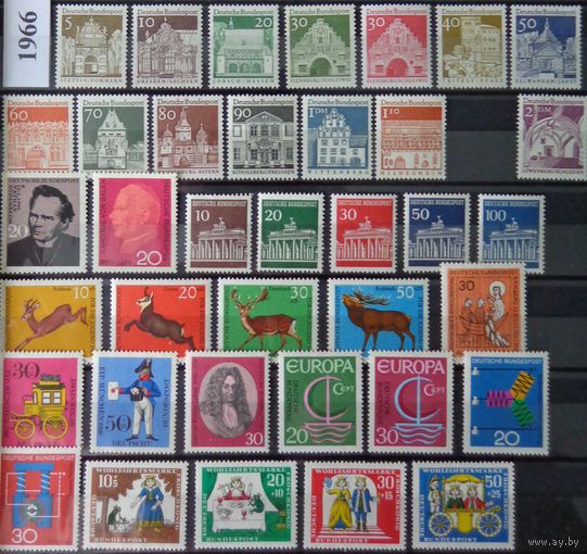 Германия, ФРГ 1966 г. Mi.489-528 MNH** полный годовой набор