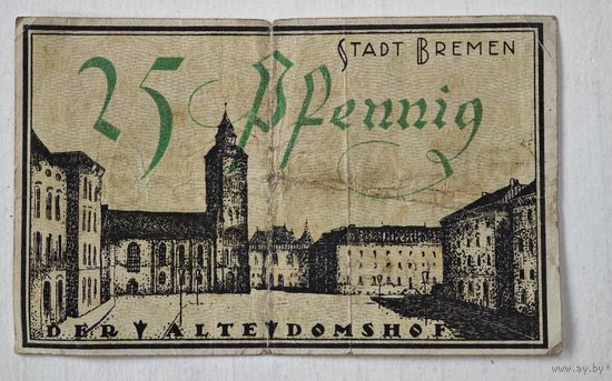 1921 год 25 пфеннигов  Германия
