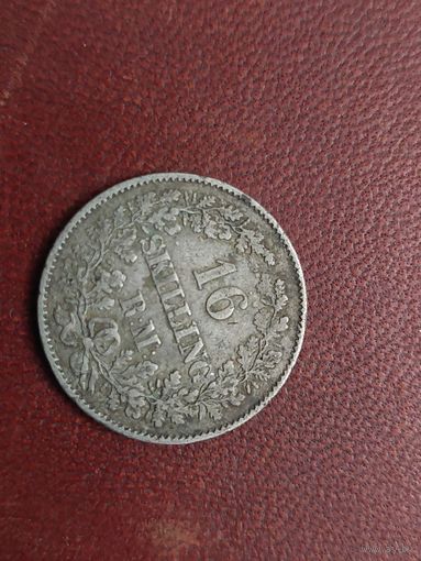 16 скиллингов Дания 1856 год