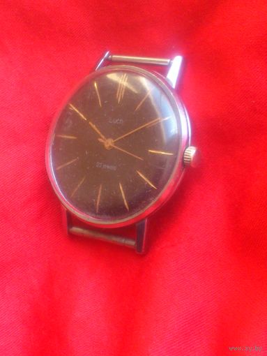 Часы ЛУЧ 2209 ЧЕРНЫЙ SLIM из СССР 1970-х