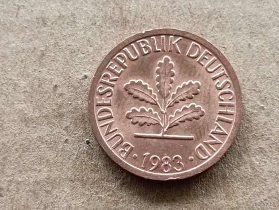 ФРГ 1 пфенниг, 1983"F" (К-U-обм)
