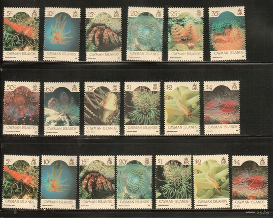 Кайманы-1986-1990(Мих.572-583 I+II) , **   ,  Морская  Фауна ,(полная серия), 2 типа