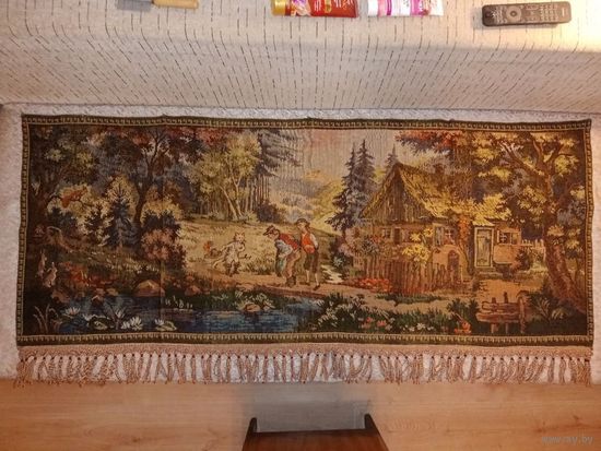 Гобелен КОТ В САПОГАХ Германия 170х77 см 1950-ые ОРИГИНАЛ ! коврик панно сюжет сказка.
