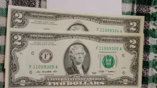 США 2 доллара 2009 F Джорджия лот 2штуки unc