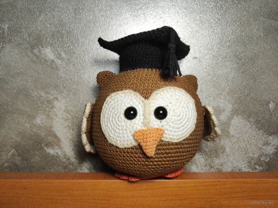 Учёная сова Плюшевая вязаная мягкая игрушка амигуруми  интерьер ручная работа handmade кукла
