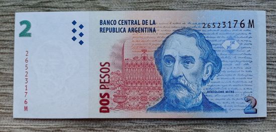 Werty71 Аргентина 2 песо 2002 UNC банкнота