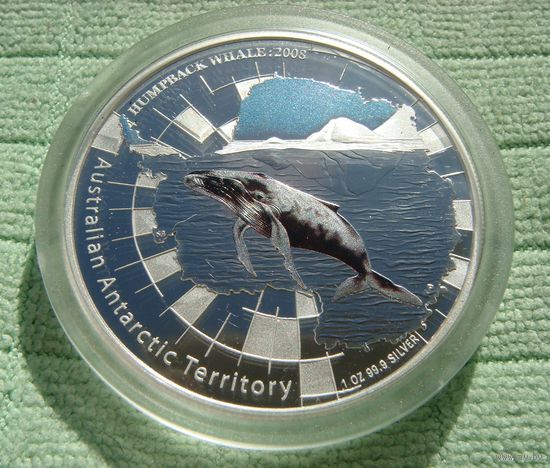 1 доллар 2008 Австралия Австралийские антарктические территории Станция HUMPBACK 2008 Горбатый кит Серебро 999