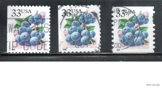 США-1999 (Мих.3110I BA+BD+BL) , гаш., Стандарт, Ягоды , 3 зубцовки