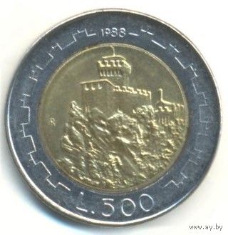 500 лир 1988 г. Сан-Марино.