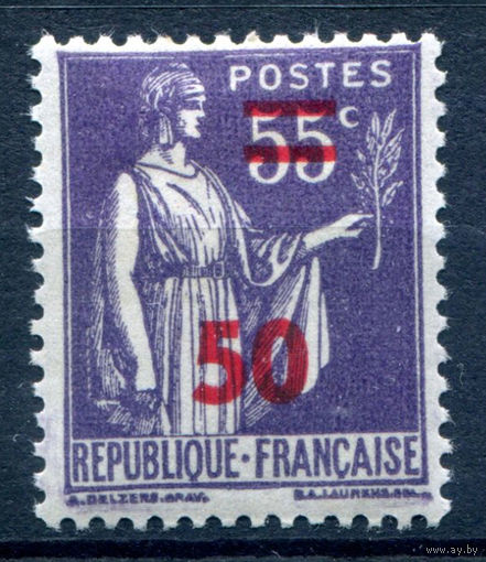 Франция (Республика) - 1940/41г. - аллегория, надпечатка 50 с на 55 с - 1 марка - MH [Mi 479]. #1-Fr-9-A-2