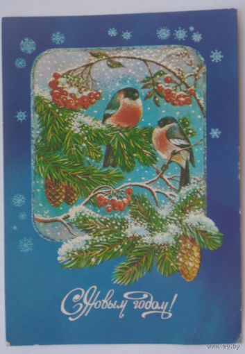 Открытка ,,с новым годом !,, 1987 г. подписана