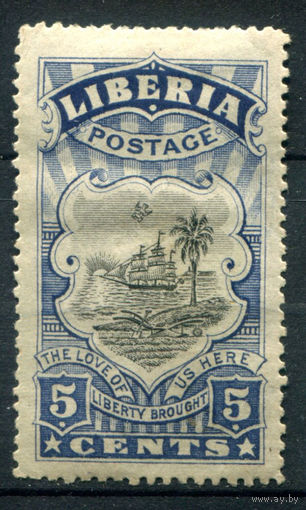 Либерия - 1918г. - ландшафты, фауна, местные мотивы, 5 с - 1 марка - чистая, без клея [Mi 155]. #4-W1-119-A-1