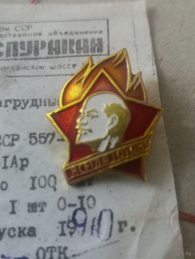 Пионерский значок.  100 шт. в заводской упаковке..