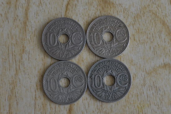 Франция 10 сантимов 1921,37,38,39