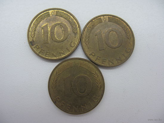 ФРГ  10 пфеннигов  1990 G .   F . D .