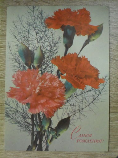 ПОДПИСАННАЯ ОТКРЫТКА СССР. "С ДНЕМ РОЖДЕНИЯ!" ХУД. И. ДЕРГИЛЕВВ. 1975 ГОД.