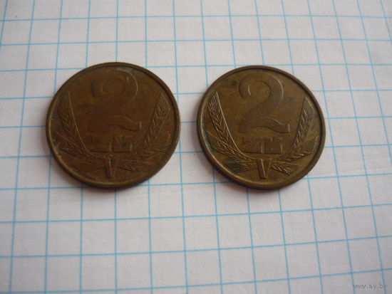 2 злотых 1982 и 1985