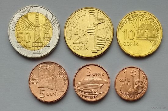 Азербайджан 1, 3, 5, 10, 20, 50 гяпиков 2006 г. Комплект