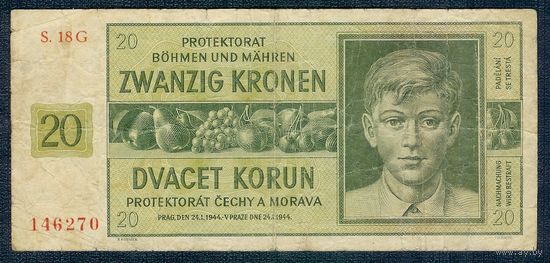 Чехия и Моравия, 20 крон 1944 год.