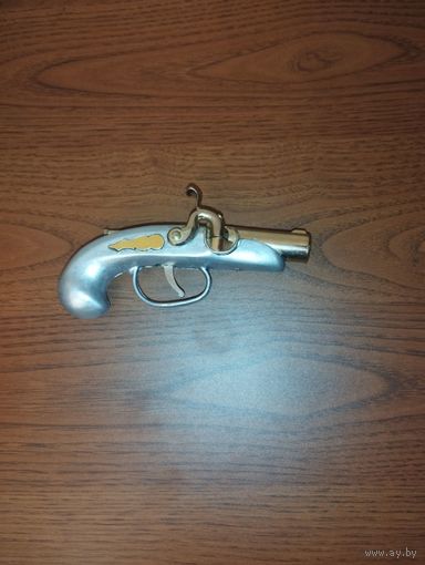 Зажигалка винтажная бензиновая в форме пистолета, 1970-е