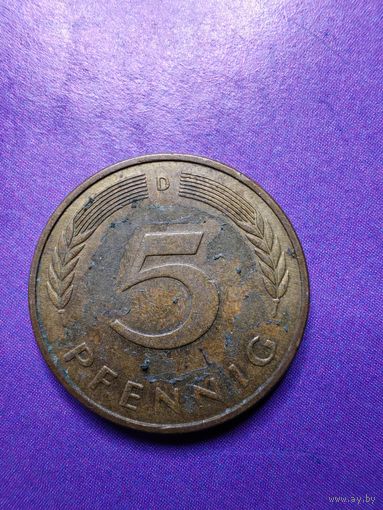 Германия ФРГ 5 пфеннигов 1988 D