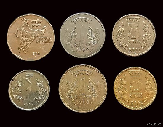 6 МОНЕТ ИНДИИ БЕЗ ПОВТОРОВ