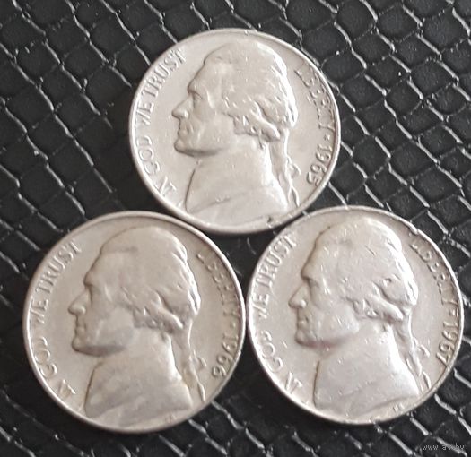 5 центов 1965. 1966. 1967  без обозначения МД США