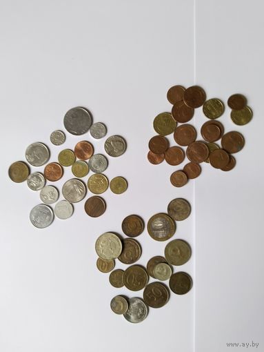 Лот монет -54 шт-без МЦ  *--Америка--Европа--Азия*