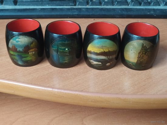 Деревянные салфетницы Федоскино 1948 г. ( Комплект 8 шт.)