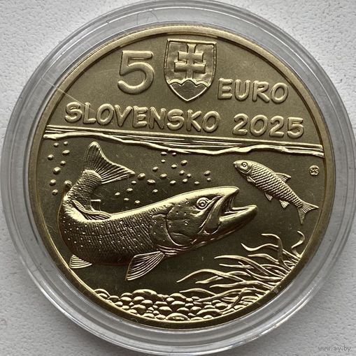 Словакия 5 евро 2025 г. Дунайский лосось