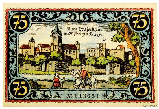 РАСПРОДАЖА!!! - ГЕРМАНИЯ ФРИЗАК (БРАНДЕНБУРГ) 75 пфеннигов 1921 год - "третий сюжет" - UNC!