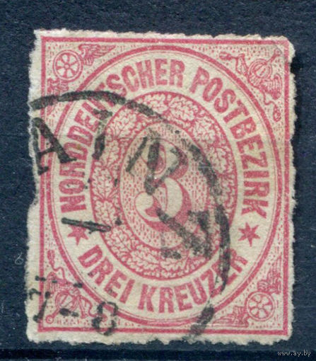 Северогерманский союз - 1868г. - 3 Kr - 1 марка - гашёная [Mi 9]. #1-Wu-6-A-1