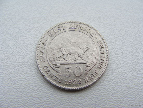 Британская Восточная Африка. 50 центов 1922 год  KM#20  Серебро!!!