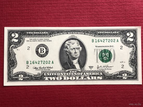 США 2003 год. 2 доллара(UNC) B