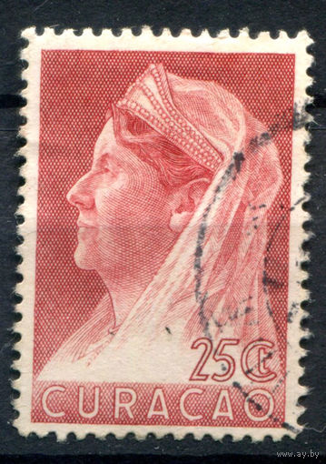 Нидерландские колонии - Кюрасао - 1936/39г. - королева Вильгельмина, печать Аруба, 25 с - 1 марка - гашёная [Mi 154]. #3-WB-65-A-1