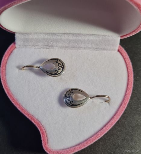 Серьги серебро 925 лот #28, С РУБЛЯ! МНОГО ЛОТОВ С РУБЛЯ БЕЗ МЦ!