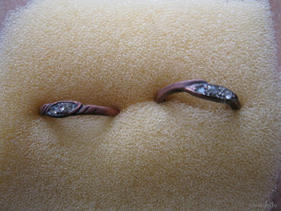 Два старых медных колечка, размер~15-16