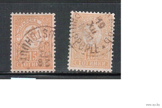 Болгария(Княжество)-1889, (Мих.33 А+Е ),  гаш. , Стандарт, Герб,  2 зубцовки