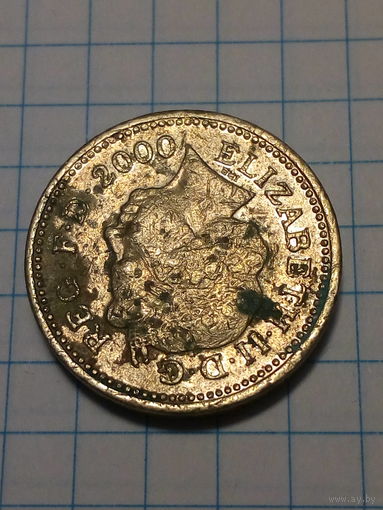 1 фунт Великобритания 2000 год.