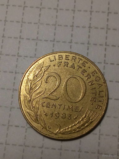 20 сантимов Франция 1983 год