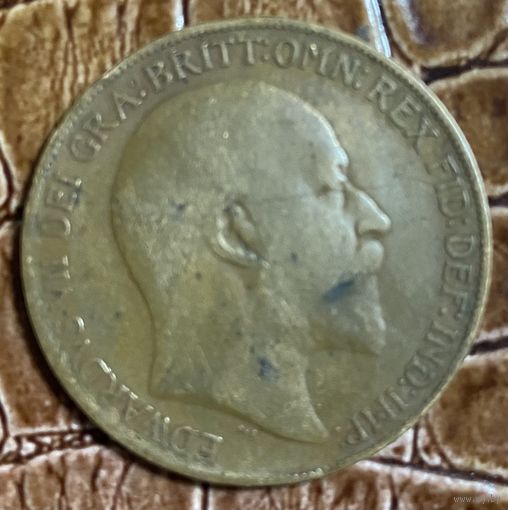 Монета 1 пенни 1902 год. Великобритания. Король Эдуард VII