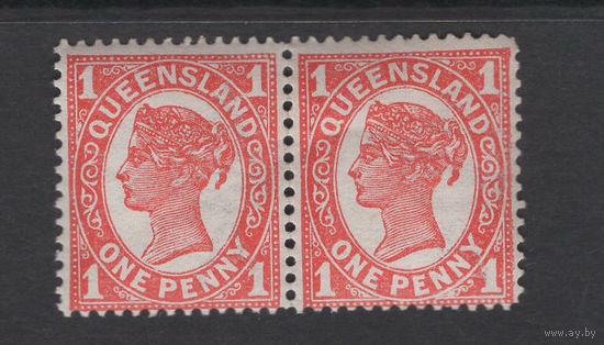 1907 Квинсленд /Queensland** 1 penny Королева Виктория сцепка SG#288