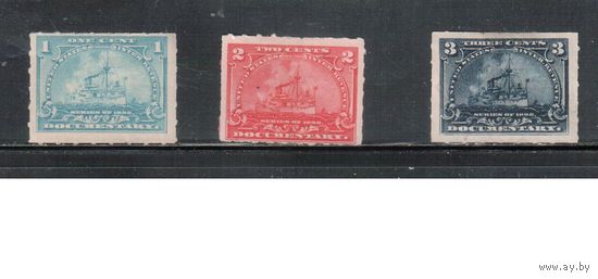 США-1898(Скотт. R163-R166) , * , REVENUE, Налоговые марки,Флот, Броненосец