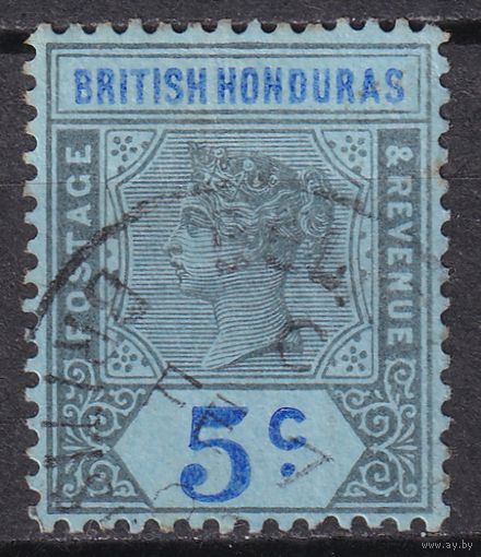 68.BrKCI. Великобритания. Колонии. Британский Гондурас. Стандарт. Виктория. 1900 г. 5C. Mi.#44.