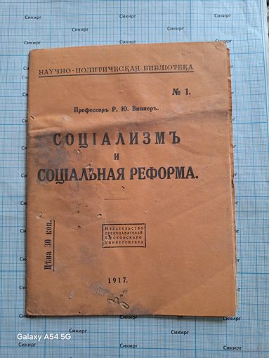 Книга Р.Ю.Виппер. Социализм и социальная реформа. 1917 г.
