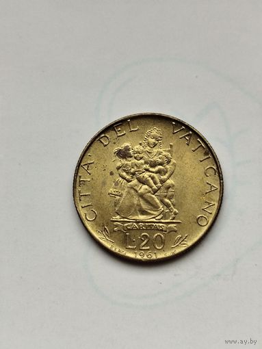 20 лир Ватикан 1961 год