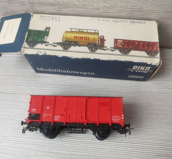 Вагон 2-х осный крытый красный ГДР ПИКО DDR PIKO б/у 1/87 HO